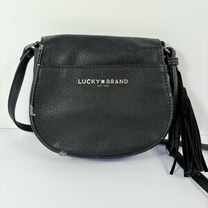 Lucky Brand Distressed Braided Leather Western Crossbody Purse